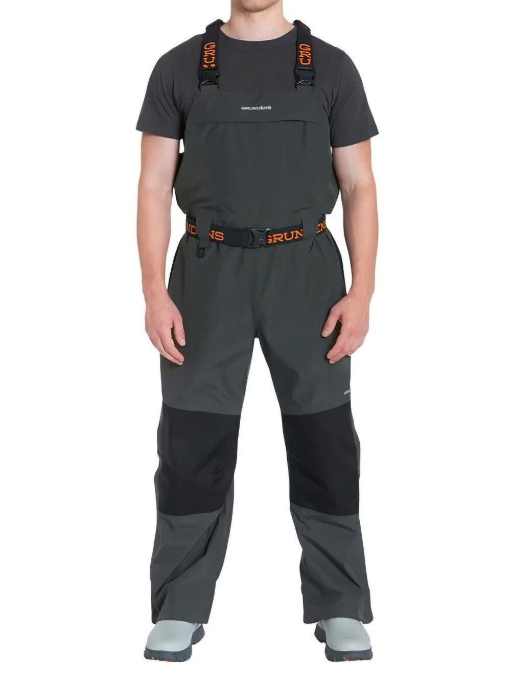 Grundens Men's Gore-Tex Bib Overalls Gray/Black Fishing RN#119496 Size Large